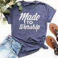 Made To Worship Jesus Christian Catholic Religion God Bella Canvas T-shirt Heather Navy