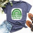 Mental Health Awareness Green Ribbon Mental Health Bella Canvas T-shirt Heather Navy