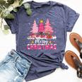 Merry Christmas With Pink Trees Xmas Costume Pajamas Women Bella Canvas T-shirt Heather Navy