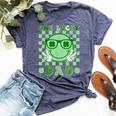 One Lucky Dad Groovy Smile Face St Patrick's Day Irish Dad Bella Canvas T-shirt Heather Navy
