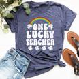 One Lucky Teacher St Patrick's Day Teacher Bella Canvas T-shirt Heather Navy