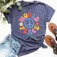 Peace Sign World 60'S Retro Groovy 70S Hippie Womens Bella Canvas T-shirt Heather Navy