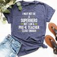 Pre-K Teacher Superhero Back To School Bella Canvas T-shirt Heather Navy
