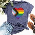 Progress Pride Flag Vintage Rainbow Heart Love Lgbt Pocket Bella Canvas T-shirt Heather Navy