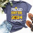 Proud Sister Of A Class Of 2024 Graduate Sunflower Bella Canvas T-shirt Heather Navy