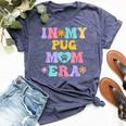 In My Pug Mom Era Retro Groovy Pug Cute Dog Owner Bella Canvas T-shirt Heather Navy
