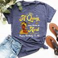 A Queen Was Born In April Afro Black Woman Birthday Queen Bella Canvas T-shirt Heather Navy
