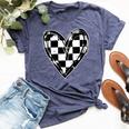 Race Car Checker Flag Racing Heart Auto Racer Bella Canvas T-shirt Heather Navy