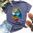 Rainbow Gay Pride Wolf Lesbian Lgbtq Wolves Bella Canvas T-shirt Heather Navy