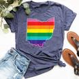 Rainbow Ohio Gay Pride Flag Vintage Bella Canvas T-shirt Heather Navy