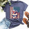 Retro American Flag Hedgehog Dad Mom 4Th Of July Bella Canvas T-shirt Heather Navy
