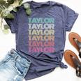 Retro First Name Taylor Girl Boy Personalized Groovy Family Bella Canvas T-shirt Heather Navy