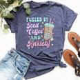 Retro Groovy Coffee Fueled By Iced Coffee And Anxiety Bella Canvas T-shirt Heather Navy
