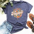 Retro Taylor First Name Personalized Groovy Birthday Bella Canvas T-shirt Heather Navy