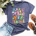 Retro Teacher Of Sweet Bunny Apparel Cute Teacher Easter Day Bella Canvas T-shirt Heather Navy