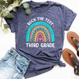Rock The Test Third Grade Rainbow Test Day Teacher Student Bella Canvas T-shirt Heather Navy