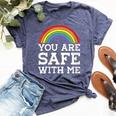 You Are Safe With Me Straight Ally Lgbtqia Rainbow Pride Bella Canvas T-shirt Heather Navy