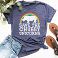 Save The Chubby Unicorns Rainbow Rhino Rhinoceros Bella Canvas T-shirt Heather Navy