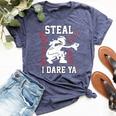 Softball Catcher Steal I Dare Ya Girl Player Bella Canvas T-shirt Heather Navy