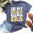 In My Softball Girl Era Retro Groovy Softball Girl Bella Canvas T-shirt Heather Navy