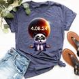 Solar Eclipse 2024 Panda Wearing Solar Eclipse Glasses Bella Canvas T-shirt Heather Navy