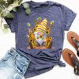 Sunflower Gnome With Bee Hippie Gnome Lover Bella Canvas T-shirt Heather Navy