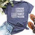 Sunshine Whiskey Family & Freedom Usa Flag Summer Drinking Bella Canvas T-shirt Heather Navy