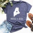 Teacher Red For Ed Maine Public Education Bella Canvas T-shirt Heather Navy