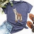Trendy Funky Cartoon Chill Out Sloth Riding Llama Bella Canvas T-shirt Heather Navy