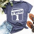 Twin 1 Twin 2 Twins Boys Twins Girls Matching Bella Canvas T-shirt Heather Navy