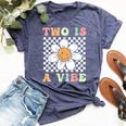 Two Is A Vibe Cute Groovy 2Nd Birthday Party Daisy Flower Bella Canvas T-shirt Heather Navy