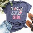 Uncle Of The Birthday Girl Farm Cow 1 St Birthday Girl Bella Canvas T-shirt Heather Navy