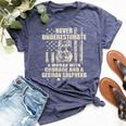 Never Underestimate Woman And A German Shepherd Usa Flag T-S Bella Canvas T-shirt Heather Navy