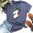 Unicorn Mardi Gras Magical Street Parade Bella Canvas T-shirt Heather Navy