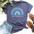 We Wear Blue For Autism Awareness Cute Rainbow Autistic Bella Canvas T-shirt Heather Navy