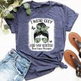 I Wear Gray For My Sister Messy Bun Brain Cancer Awareness Bella Canvas T-shirt Heather Navy