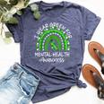 I Wear Green For Mental Health Awareness Month Rainbow Bella Canvas T-shirt Heather Navy