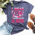 I Wear Pink For My Lil Sister Breast Cancer Awareness Bella Canvas T-shirt Heather Navy