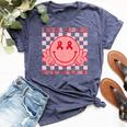 I Wear Red For Instead Autism-Acceptance Groovy Smile Face Bella Canvas T-shirt Heather Navy