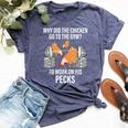 Why Did The Chicken Go To The Gym Animal Bella Canvas T-shirt Heather Navy