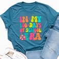 In My 100 Days Of School Era Student Teacher Groovy Retro Bella Canvas T-shirt Heather Deep Teal