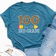 100 Days Of Third Grade Leopard Happy 100Th Day Of School Bella Canvas T-shirt Heather Deep Teal