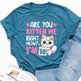 10Th Birthday For Girl 10Yr Ten 10 Year Old Kitten Cat Bella Canvas T-shirt Heather Deep Teal