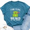 1St Grade 100 Days School Boys Girls Frog Time Flies Fly Kid Bella Canvas T-shirt Heather Deep Teal