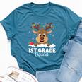 1St Grade Teacher Christmas First Grade Squad Reindeer Xmas Bella Canvas T-shirt Heather Deep Teal