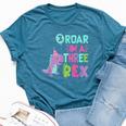 3Rd Birthday Dinosaur Girl T-Rex Matching Family Party Three Bella Canvas T-shirt Heather Deep Teal