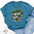 414 Milwaukee Area Code African American Woman Afro Bella Canvas T-shirt Heather Deep Teal