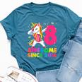 8 Years Old Unicorn Dabbing 8Th Birthday Girl Unicorn Party Bella Canvas T-shirt Heather Deep Teal