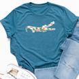 Alligator Flower Girl Print Floral Hawaiian Women Bella Canvas T-shirt Heather Deep Teal