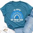 In April We Wear Blue Puzzle Rainbow Autism Awareness Month Bella Canvas T-shirt Heather Deep Teal